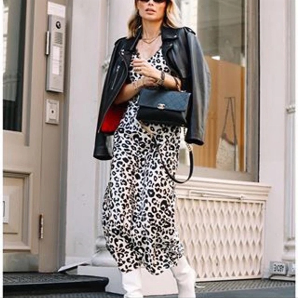Anine Bing Rosemary Silk Leopard-Print Slip Dress Large $450 - Picture 2 of 8